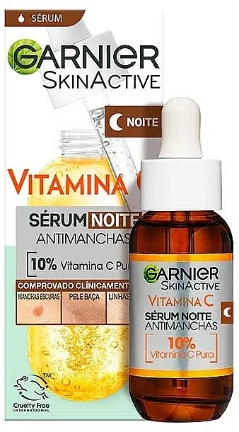 Garnier Skin Active Vitamin C Night Serum Noćni serum sa vitaminom C za smanjenje vidljivosti tamnih fleka, bora i izravnjivanje tena kože