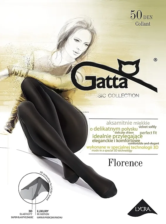 Gatta Čarape 'Florence' 50 Den, nero