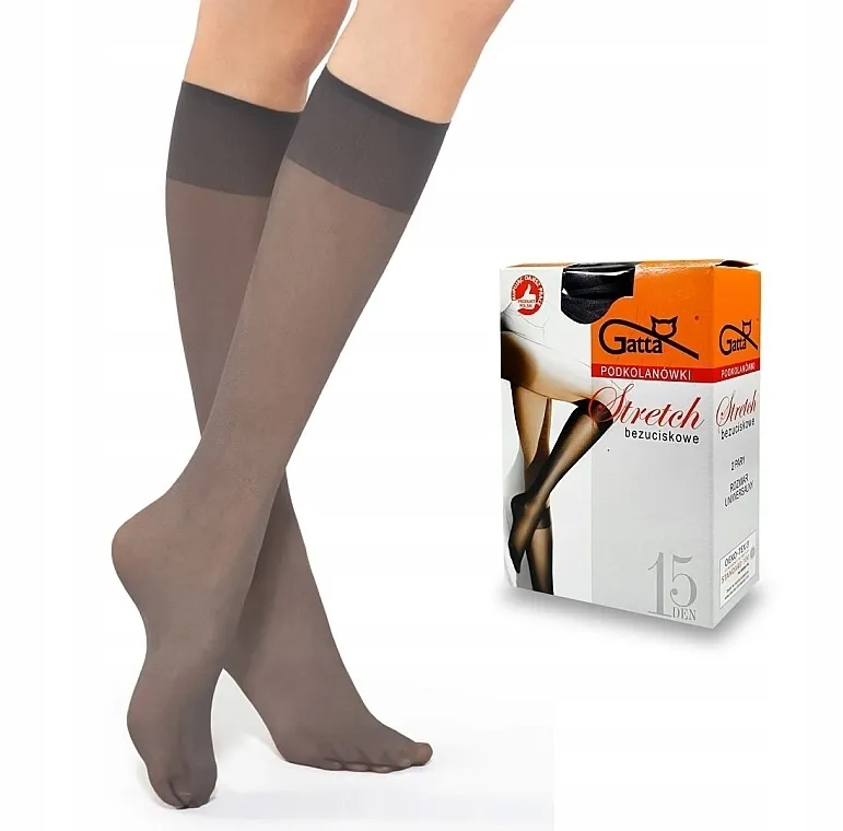 Gatta Bezstisne dokolenice Stretch 15 Den, 2 para, grigio