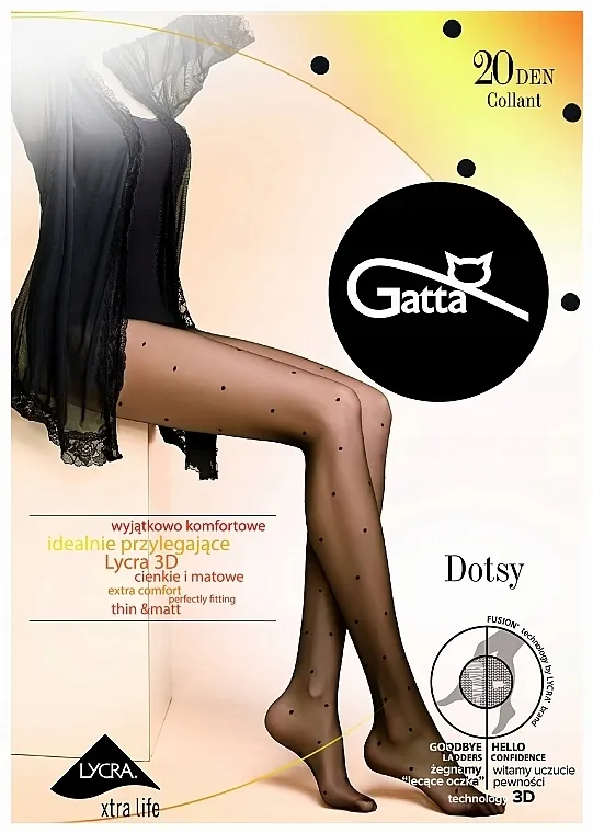 Gatta Najlonke 'Dotsy W.03' 20 Den, nero