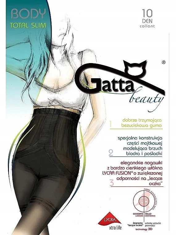 Gatta Najlonke Body Total Slim 10 Fusion 10 Den, visone