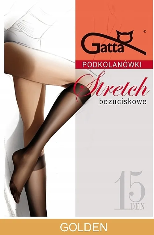 Gatta Podkolenice bez pritiska "Stretch" 15 Den, 2 para, zlatne