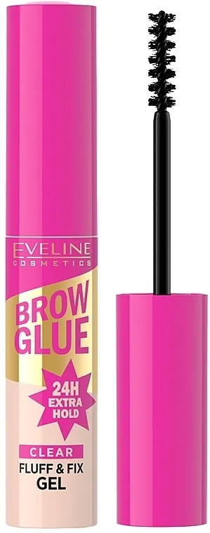 Gel za obrve Eveline Cosmetics Brow Glue 24h Extra Hold Clear Fluff&amp;Fixx Gel
