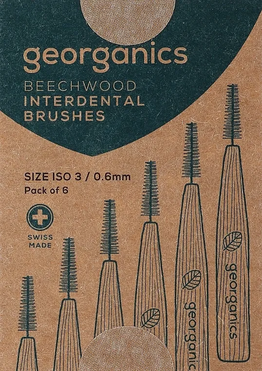 Georganics Beechwood Interdentalne četkice, ISO 3 0,6 mm, 6 kom, Interdentalne četkice za zube