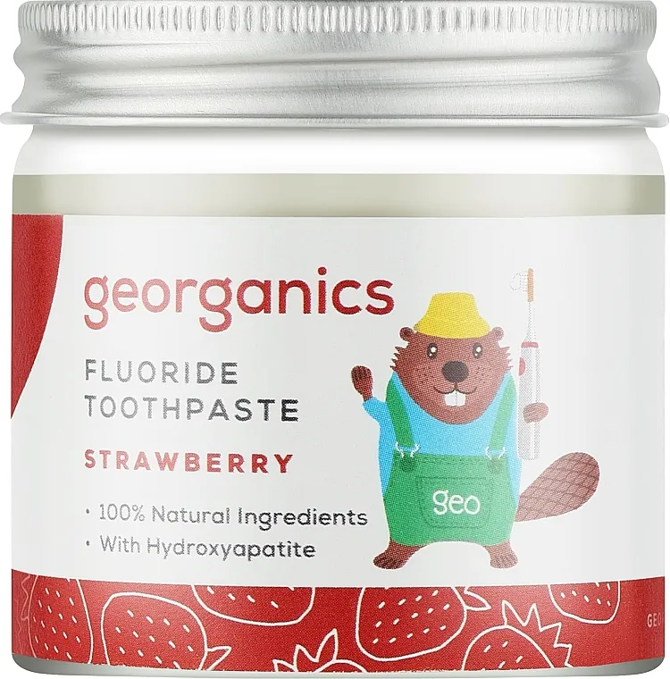 Georganics Geokids Fluoride Toothpaste Strawberry Prirodna pasta za zube sa fluorom Jagoda