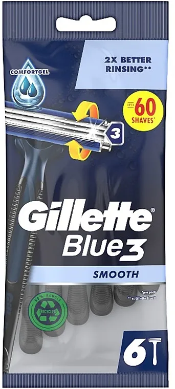 Gillette Blue 3 Smooth Razors Set za jednokratnu upotrebu mašinica za brijanje, 6 kom.