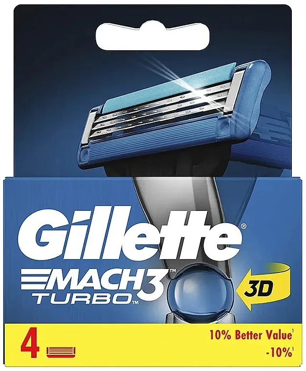 Gillette Mach 3 Turbo 3D Patrone za brijanje, 4 kom.
