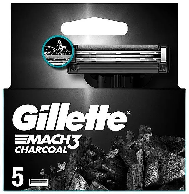 Gillette Mach3 Charcoal Žileti za brijanje, 5 kom.