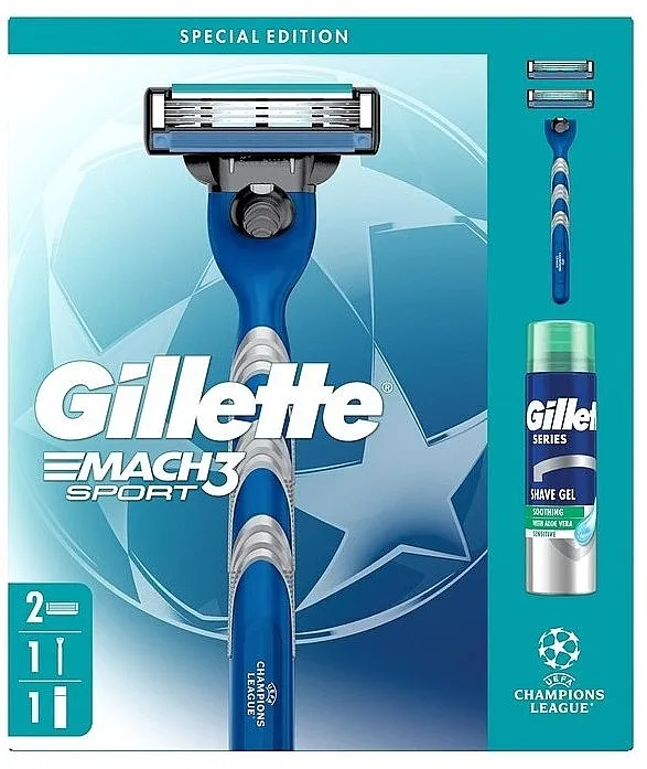 Gillette Mach3 Sport Gift Set (shv/gel/200ml + razor + blade/2pcs)