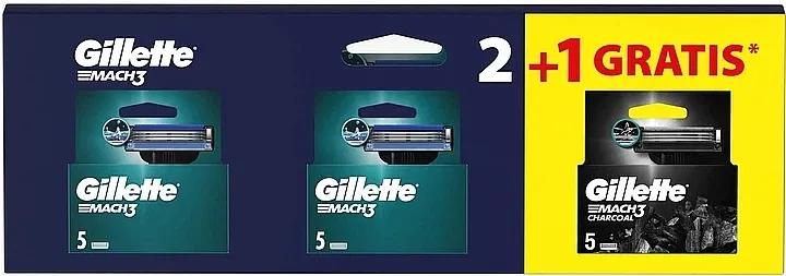 Gillette Mach3&amp;Charcoal Set zamenskih britvica, 10+5