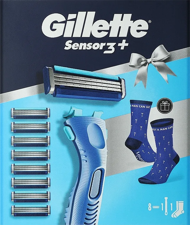 Gillette Sensor 3+ Comfort (razor/1pcs + blade/8pcs + socks) Set
