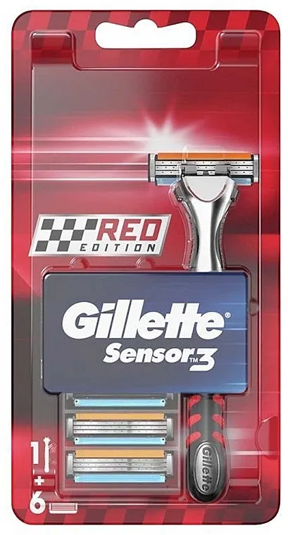 Gillette Sensor3 Red Edition Brijač sa zamjenskim patronama 6 kom.