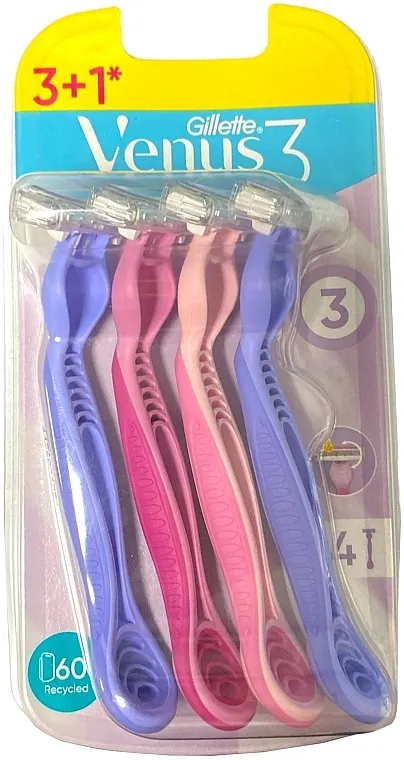 Gillette Venus 3 Colors Jednokratni brijači, 4 kom.