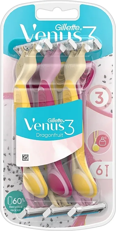 Gillette Venus 3 Dragonfruit Set jednokratnih brijača, 6 kom.