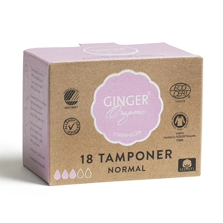 Ginger Organic Tamponi bez aplikatora "Normal", 18 kom