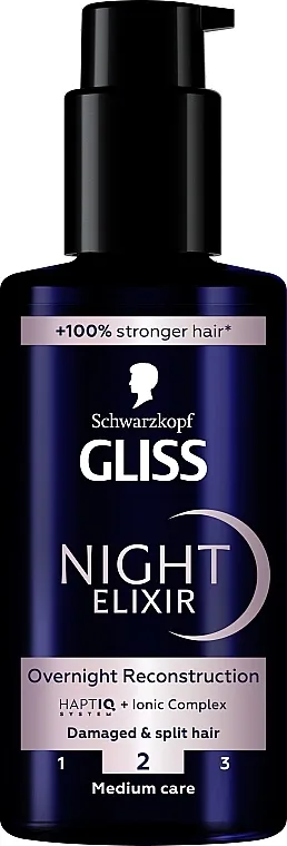 Gliss Hair Repair Night Elixir Overnight Reconstruction Eliksir za oštećenu kosu i ispucale krajeve