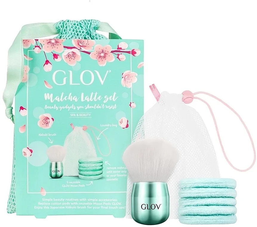 Glov Matcha Latte (brush/1psc + pads/5psc + bag) Set