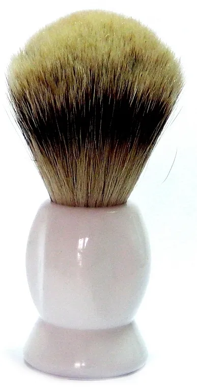 Golddachs Silver Tip Badger Plastic White Četka za brijanje sa čekinjama od jazavca, plastik, bela, okrugla