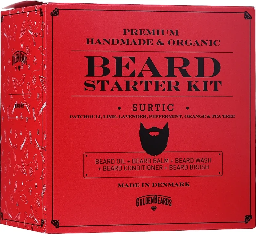 Golden Beards Starter Beard Kit Surtic (balm/60ml + oil/30ml + shm/100ml + cond/100ml + brush) Set