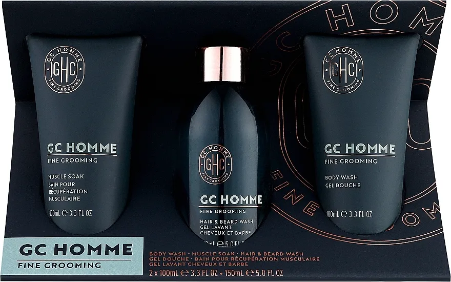Grace Cole GC Homme Fine Grooming Daily Essentials Set (sh/gel/100ml + hair/beard/wash/150ml + soak/100ml) Komplet