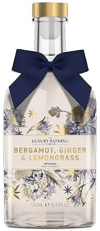 Grace Cole The Luxury Bathing Bergamot Ginger &amp; Lemongrass Bath Soak Reusable Glass Decanter Pena za kupanje