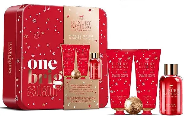Grace Cole The Luxury Bathing One Bright Star Toasted Praline &amp; Sweet Vanilla Set (sh/gel/50ml + bath/fizzer/25g + b/cr/50ml + h/cr/50ml)
