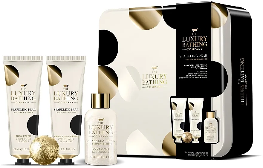 Grace Cole The Luxury Bathing Sparkling Pear &amp; Nectarine Blossom Set (sh/gel/50ml + b/cr/50ml + h/cr/50ml + bath/bomb/25g)