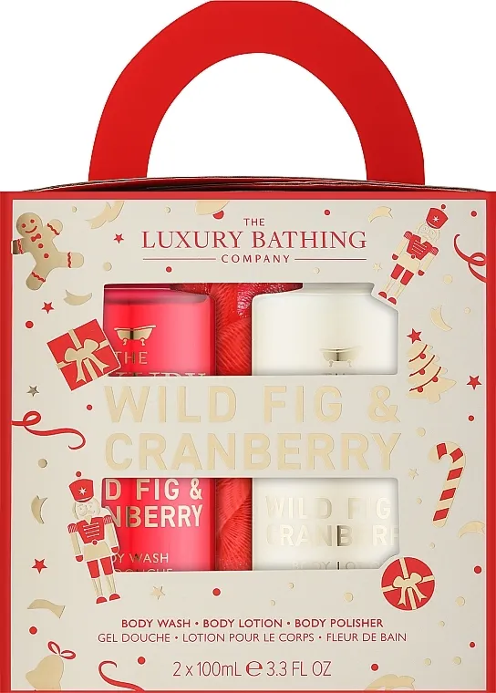 Grace Cole The Luxury Bathing Wild Fig &amp; Cranberry Joyful Treats (sh/gel/100ml + b/lot/100ml + sponge/1pcs) Set