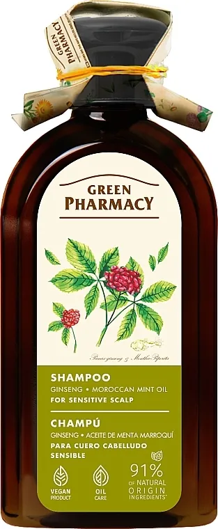 Green Pharmacy Shampoo For Sensitive Scalp Šampon za osetljivu kožu glave 'Žen-šen i marokansko ulje od nane'