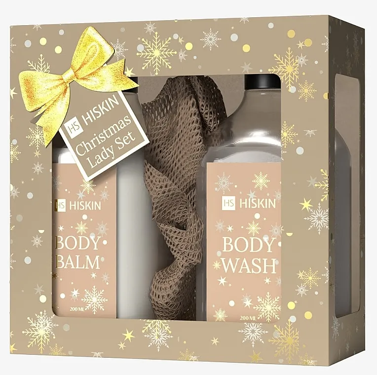 HiSkin Christmas Lady Set (sh/gel/200ml + b/balm/200ml + sponge/1pcs) Poklon set za žene