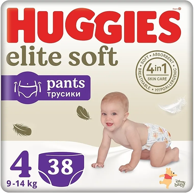 Huggies Pelene-gaćice Elite Soft Pants, 4, 9-14 kg, 38 kom.