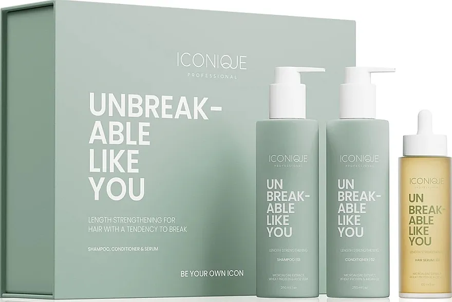 Iconique Professional Unbreakable Like You Length Strengthening Set (shmp/250ml + h/cond/250ml + h/ser/100ml)