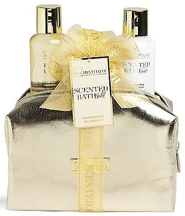 IDC Institute Scented Bath Gold Mandarin &amp; Grapefruit (sh/gel/100ml + b/lot/100ml + bath/sponge + bag/1pcs) Set