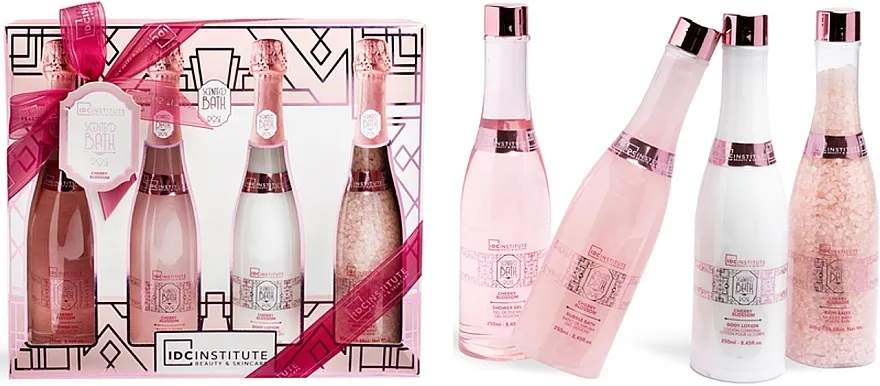 IDC Institute Scented Bath Rose Champagne Set (sh/gel/250ml + b/lot/250ml + b/bath/250ml + b/salt/300g)