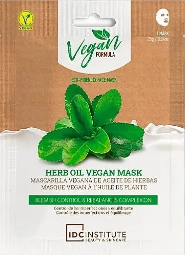 IDC Institute Vegan Formula Herbal Oil Face Mask Sheet maska za lice sa biljnim uljem
