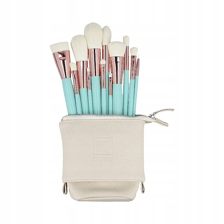 ILU Basic Mu Turquoise Makeup Brush Set Set od 12 tirkiznih četki za šminkanje u beloj kutiji