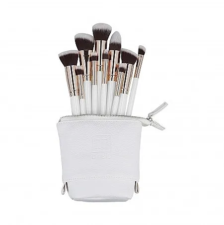 ILU Basic Mu White Makeup Brush Set Set od 10 četkica za šminkanje + torba, beli