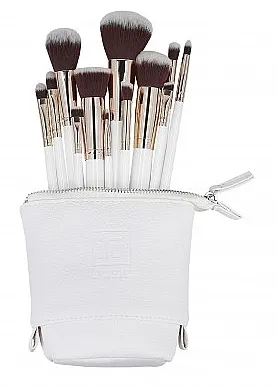ILU Basic Mu White Makeup Brush Set Set od 12 četkica za šminkanje + torba, beli