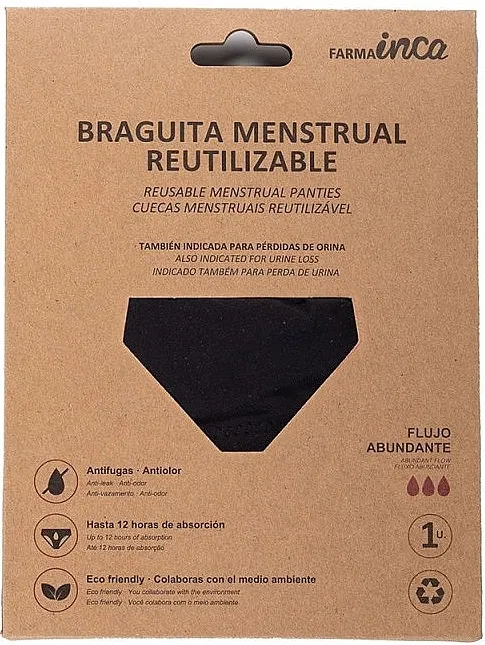 Inca Reusable Negra Menstrual Panties S Menstrualne gaćice, crne, veličina S