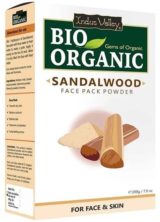 Indus Valley Bio Organic Sandalwood Face Pack Powder Puder za lice i kožu "Sandalovina"