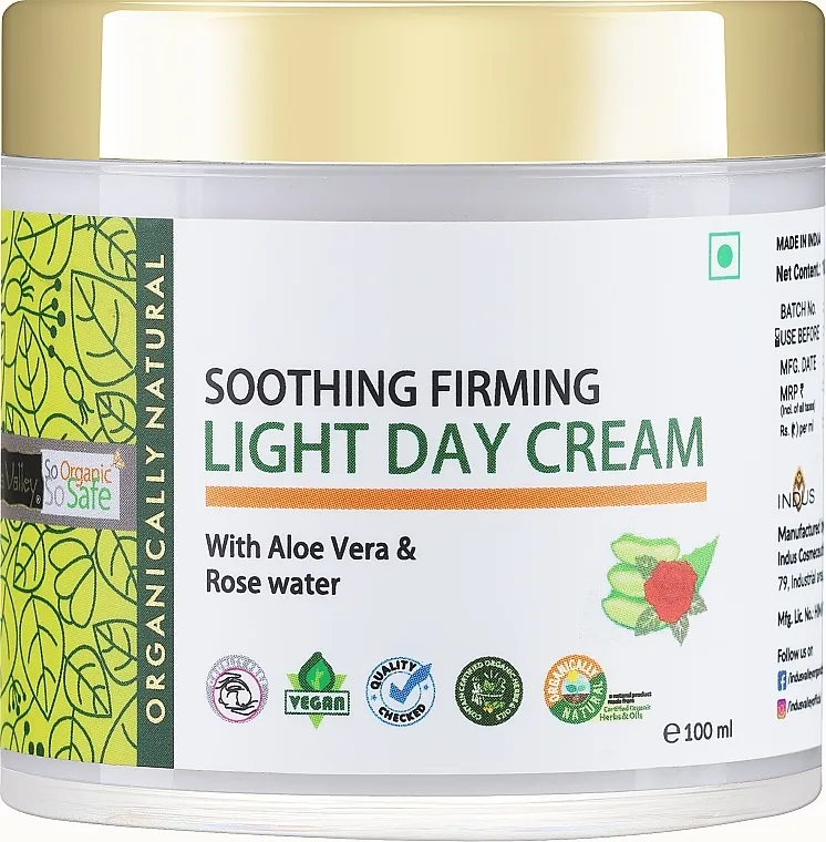 Indus Valley Light Day Cream SPF 25 Dnevna krema za umirivanje i učvršćivanje lica sa aloe i ružinom vodom