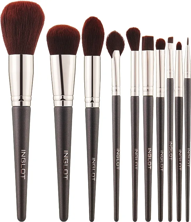 Inglot Make-up Brush Set Chocolate Case Set četkica za šminkanje, 10 kom, u braon kutiji