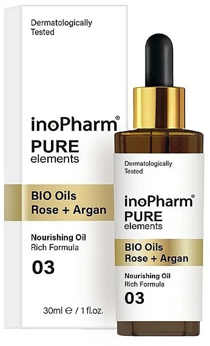 InoPharm Pure Elements BIO Oils Rose + Argan Serum za lice i vrat