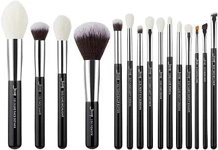 Jessup Black Silver Mixed Hair Brush Set Set četkica za šminkanje, T182, 15 kom.