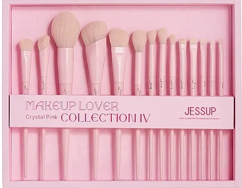 Jessup Crystal Pink Makeup Brushes Set Set četkica za šminkanje, T495-G, 14 kom.