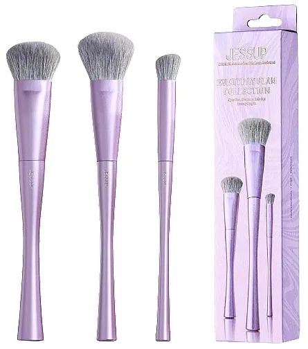 Jessup Luxury Purple Face Coverage Trio Makeup Brush Set Set četkica za šminkanje, T513, 3 kom.