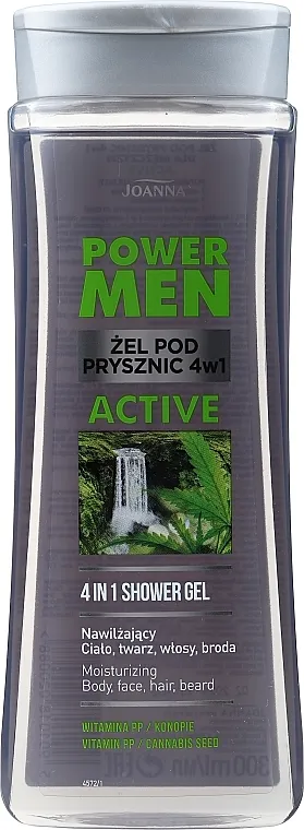 Joanna Power Men Moisturizing Cleansing Shower Gel 4in1 Gel za tuširanje za muškarce s ekstraktom konoplje