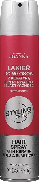 Joanna Styling Effect Hold &amp; Elasticity Hair Spray With Keratin Extra Strong Lak za kosu ekstra jakog učvršćivanja