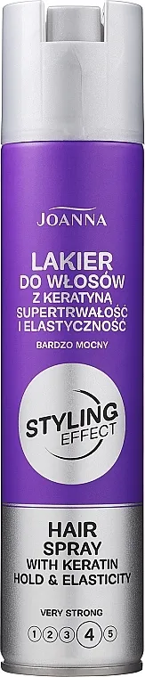 Joanna Styling Effect Hold &amp; Elasticity Hair Spray With Keratin Very Strong Lak za kosu jakog učvršćivanja s keratinom