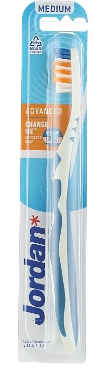 Jordan Advanced Medium četkica za zube, srednja, belo-plava